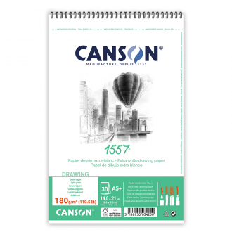 Альбом для рисунку на спіралі 1557 180г/м2 30л білий колір Canson