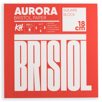 Блок для рисунку (Bristol) 18х18см 300 г/м2 20 л білий 100% целюлоза Aurora