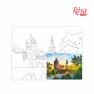 Полотно на картоні з контуром Міста Прага 30×40 бавовна акрил ROSA START