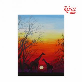 Полотно на картоні з контуром Пейзаж №24 30×40 бавовна акрил ROSA START