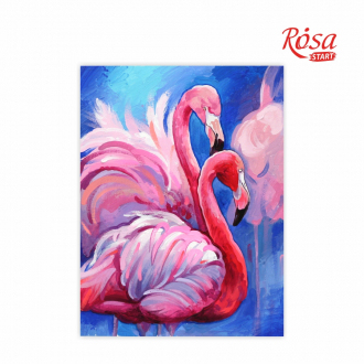 Полотно на картоні з контуром Фламінго 30×40 бавовна акрил ROSA START