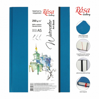 Блокнот для акварелі Unica by Fabriano А5 200г/м2 32 л папір білий Бірюза ROSA Gallery