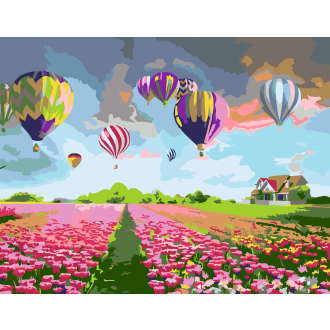 Картина за номерами „Повітряні кулі та млин“ 35×45см ROSA START