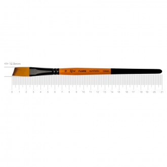 Пензель синтетика кутова FLAME 1368А №12 коротка ручка ROSA