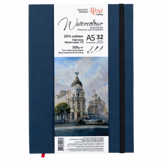 Блокнот для акварелі Watercolor by Fabriano А5 200г/м2 32 л папір білий Індіго ROSA Gallery