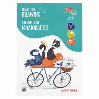 Альбом-склейка для малювання Cats on a Вicycle А4 100г/м2 30л ROSA Kids