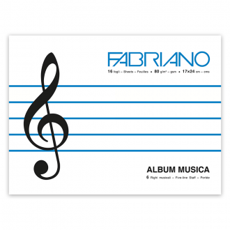 Альбом для нот, MUSICA, 17х24см, 80г/м2, 16л, Fabriano