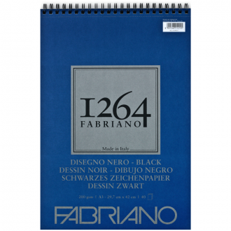 Альбом для рисунку на спіралі 1264 А3 (29,7х42 см) 200г/м2 40л чорний папір Fabriano
