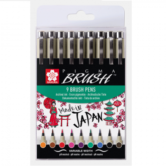 Набір лайнерів-пензлів PIGMA Brush 9кол Sakura