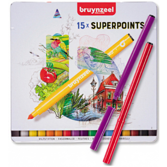 Набір кольорових фломастерів EXPRESSION, 15шт, мет. кор., Bruynzeel