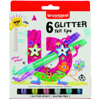 Набір дитячих фломастерів GLITTER 6кол. з глітерами Bruynzeel