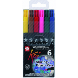 Набір маркерів Koi Coloring Brush Pen 6кол Sakura