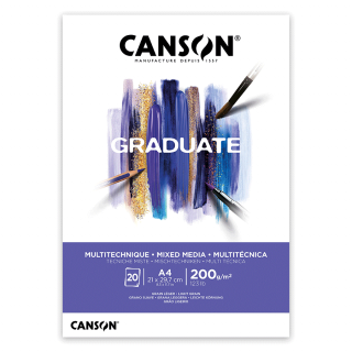 Склейка паперу GRADUATE MIXED MEDIA А4 (21х29,7см) 200г/м2 20л білий колір Canson