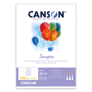 Склейка паперу IMAGINE (mix media) А3 200 г/м2 50л натуральний білий гладкий Canson