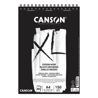Альбом для ескізів на спіралі XL Dessin Black А4 (21х29,7см) 150г/м2 40л чорний колір Canson