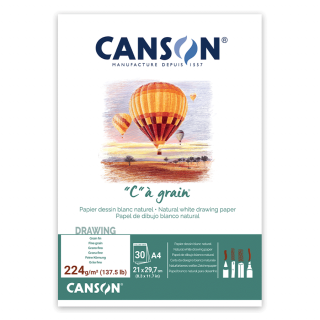 Склейка для ескізів та рисунку CÀGRAIN А4 (21х29,7см) 224г/м2 30л білий папір Canson