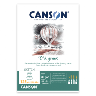 Склейка для ескізів та рисунку CÀGRAIN А5 (14,8х21см) 125г/м2 30л білий папір Canson