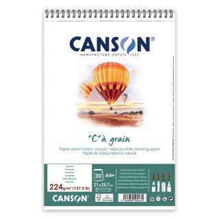Альбом для ескізів та рисунку на спіралі CÀGRAIN А4 (21х29,7см) 224г/м2 30л білий папір Canson