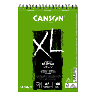 Альбом для рисунку на спіралі XL А5 (14,8х21см) 160г/м2 30л білий колір Canson