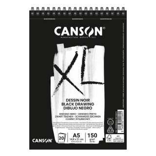 Альбом для ескізів на спіралі XL Dessin Black 150г/м2 чорний колір Canson