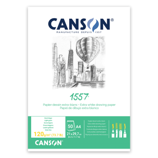 Склейка для ескізів 1557 А4 (21х29,7см) 120г/м2 50л білий колір Canson