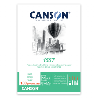 Склейка для рисунку 1557 А4 (21х29,7см) 180г/м2 30л білий колір Canson
