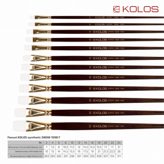 Пензель синтетика плоска Snow 1098F довга ручка KOLOS