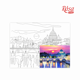 Полотно на картоні з контуром Пейзаж №23 30×40 бавовна акрил ROSA START