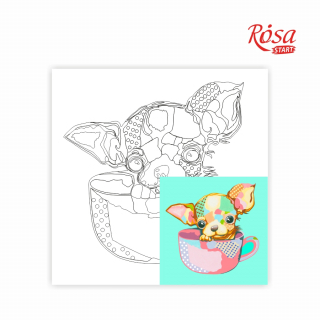 Полотно на картоні з контуром Pop Art Puppy 30×30 бавовна акрил ROSA START