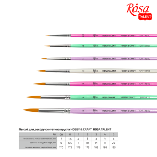 Пензель синтетика кругла для декору HOBBY & CRAFT ROSA Talent