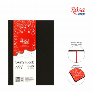 Блокнот 100г/м2 96л. чорний ROSA Studio
