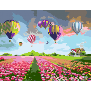 Картина за номерами „Повітряні кулі та млин“ 35×45см ROSA START