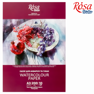 Папка для акварелі Натюрморт 200г/м2 10л Дрібне зерно ROSA Studio