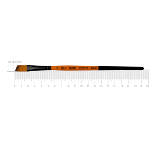 Пензель синтетика кутова FLAME 1368А №6 коротка ручка ROSA