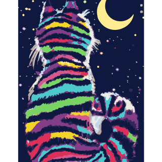 Картина за номерами „Cat and Moon“ 35×45см ROSA START