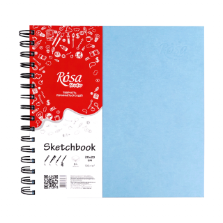 Блокнот для рисунку на спіралі 20х20см 100г/м2 84л блакитний ROSA Studio