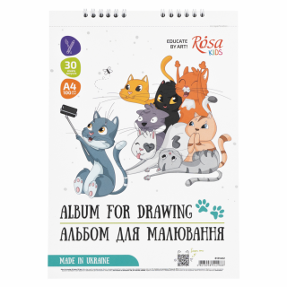 Альбом на спіралі для малювання Cats Selfies А4 100г/м2 30л ROSA Kids