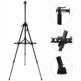 Мольберт-тринога алюмінієва чорна висота 138см висота полотна 83см (15304) D K ART & CRAFT