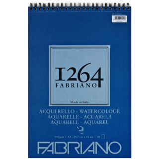 Альбом на спіралі для акварелі 1264 А3 (29,7х42 см) 300г/м2 30л СР 25% бавовни Fabriano