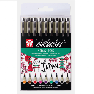 Набір лайнерів-пензлів PIGMA Brush 9кол Sakura