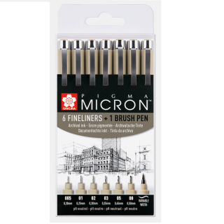 Набір лінерів PIGMA Micron 6шт + PIGMA BRUSH В ПОДАРУНОК Sakura