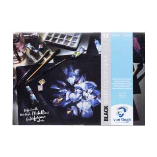 Склейка-блок для акварелі Van Gogh А4 (29,7х21см) 360г/м2 12л 100% целюлоза чорний папір Royal Talens