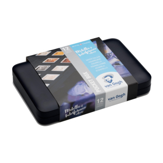 Набір акварельних фарб VAN GOGH Pocket box SPECIALTY 12 кювет+пензлик Royal Talens