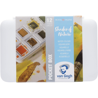 Набір акварельних фарб VAN GOGH Pocket box SHADES OF NATURE 12 кювет+пензлик Royal Talens