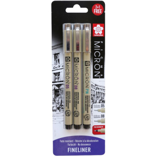 Набір лінерів PIGMA MICRON 2шт (0.5/0.8) +1 ручка MICRON PN В ПОДАРУНОК Чорний Sakura