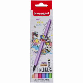 Набір лінерів FINELINER Pastel 6кол Bruynzeel