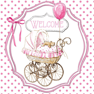 Декупажні серветки "Welcome pink" 33х33см 18,5г/м2 20шт Ambiente