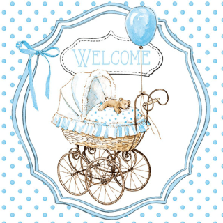 Декупажні серветки "Welcome blue" 33х33см 18,5г/м2 20шт Ambiente