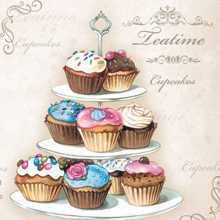 Декупажні серветки "Cupcakes on Etagere" 33х33см 18,5г/м2 20шт Ambiente