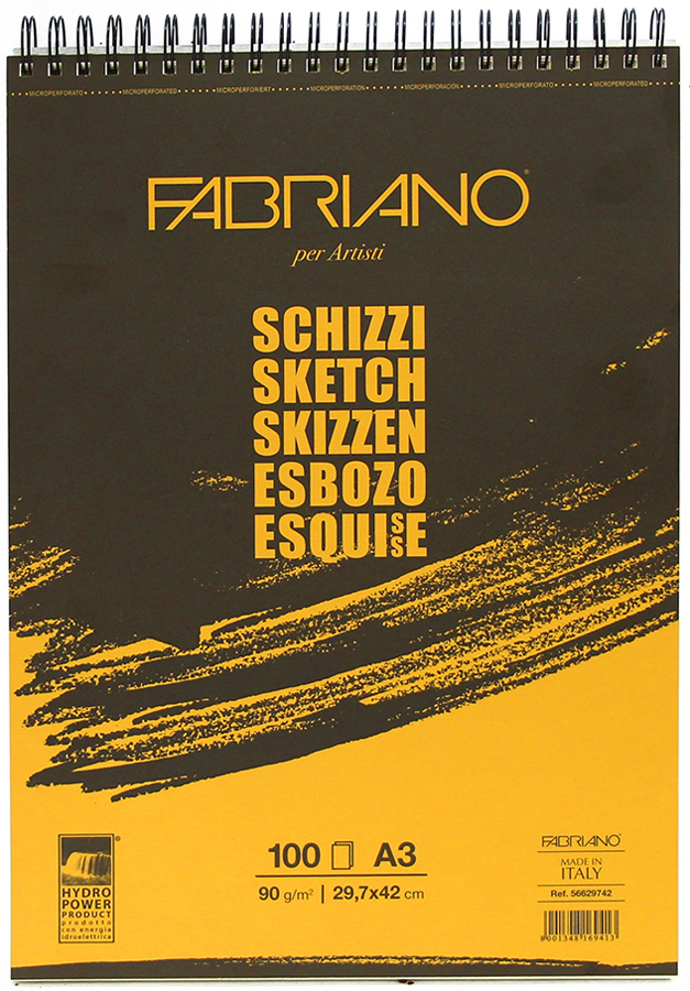 Альбом для ескізів на спіралі Schizzi Sketch A3 (29,7x42 см) 90г/м2 100л Fabriano~#]